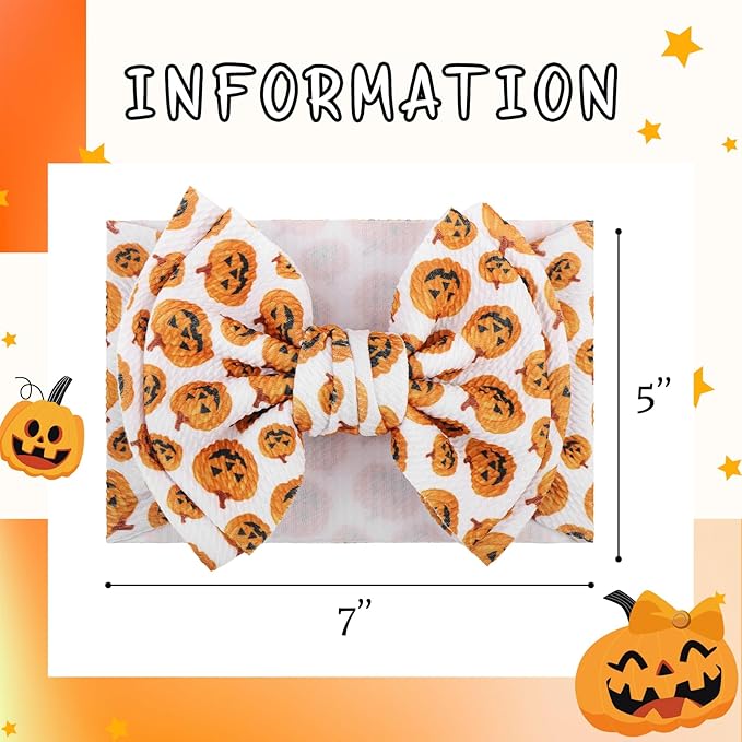 7’’ Pumpkin Bows for Baby Girls Halloween Girl Headbands Baby Bow Girl Outfits Pumpkins Hair Accessories for Newborn Infant Toddler Clothes