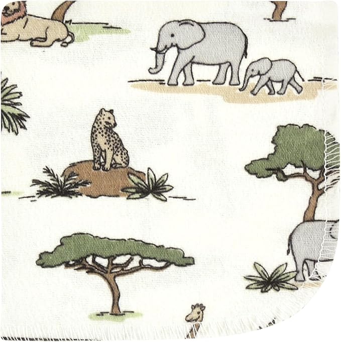 Hudson Baby Unisex Baby Flannel Washcloths, Going On Safari 12Pk, One Size