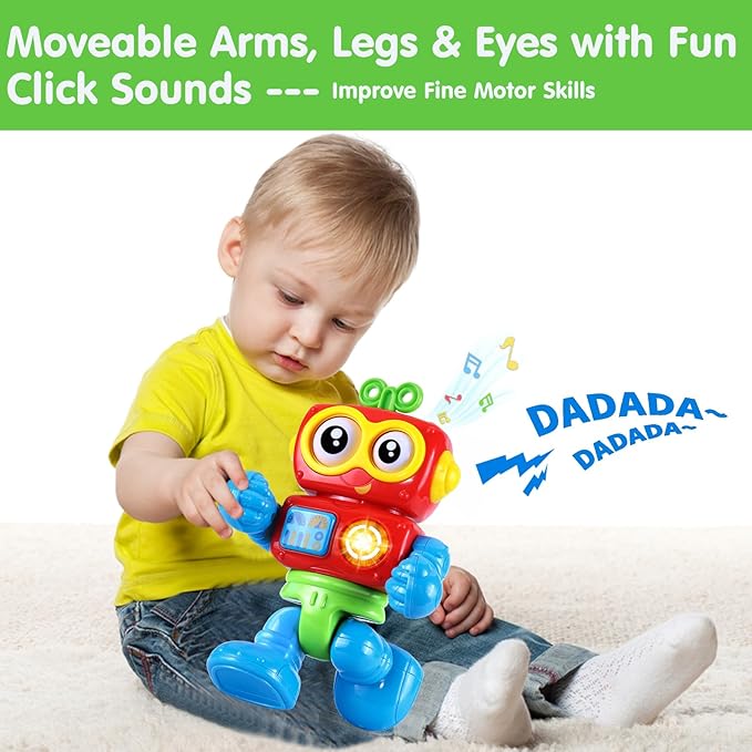Toddler Robot Toys for 1 Year Old Boy 1st Birthday Gift Easter Basket Stuffers Baby Boy Toys One Year Old 1yr 12-18 Month Musical Light Up Learning Educational Interactive Airplane Travel