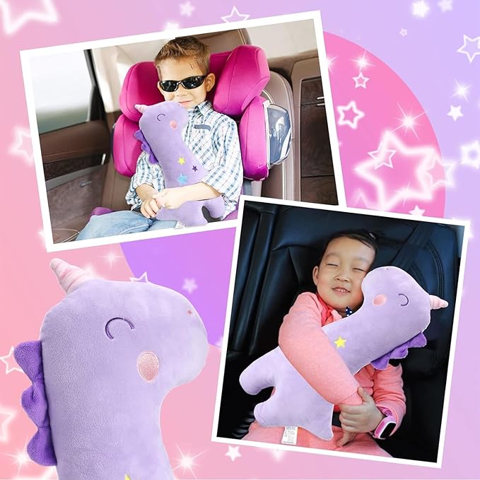 Barelove Seat Belt Cover Pillow for Kids, Car Seatbelt Cushion Shoulder Neck Support Protector Pad, Soft Stuffed Plush Travel Vehicle Belts Strap Pillow for Kids Headrest Christmas Gifts (Unicorn)