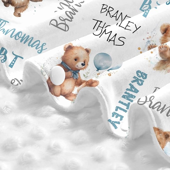 Personalized Baby Car Seat Cover Winter Custom Minky Carseat Cover Boy Girls with Name Bear Carseat Canopy Customized Car Seat Canopy Infant Carrier Covers Nursing Cover Toddler Blanket
