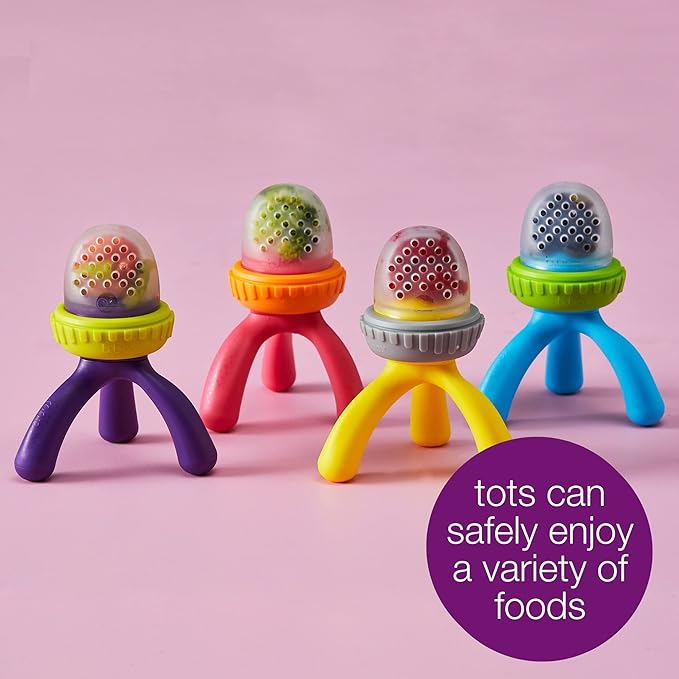 b.box Silicone Fresh Food Feeder. Ages 4 Months+, Tripod Design Easy for Baby to Hold. Perfect for Fresh or Frozen Foods. Cap Included for On the Go. Dishwasher Safe (Lemon Sherbet)