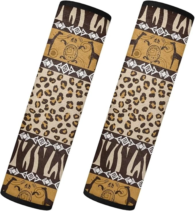 Navajo 2PCS Car Seat Strap Cover Giraffe Seatbelt Cushion Covers Leopard Print Safety Pads Soft Car Seat Straps Shoulder Pads Non Slip Neck Pad Protector for All Car Seat Stroller