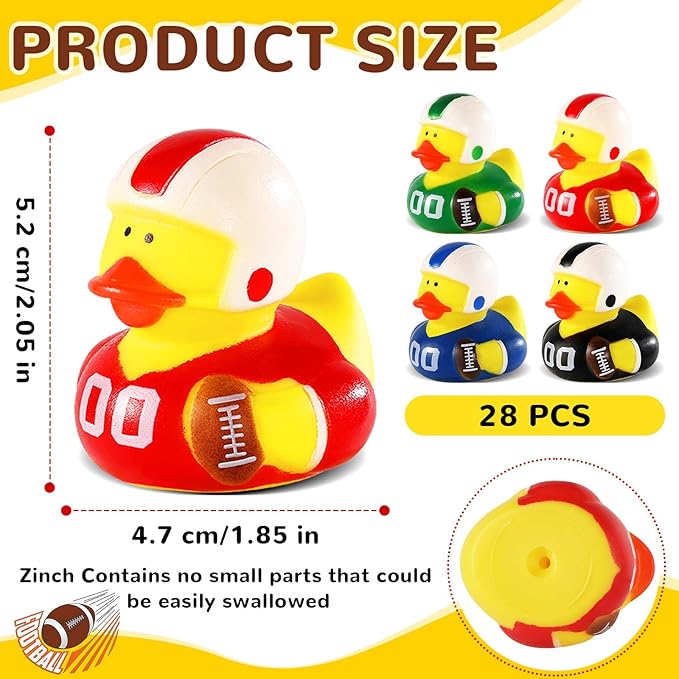 SCIONE Baseball Rubber Ducks - 28 Pack Mini Yellow Ducks - Sports Themed Party Favors, Team Gifts for Players, End of Season Goodie Bag Fillers, Carnival Prizes and Bath Toys