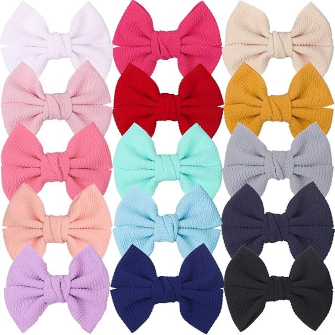 XIMA 15pcs Hair Bow Clips Fabric Princess's Hair Accessories for Baby Girl Toddlers Teens Kids Womens