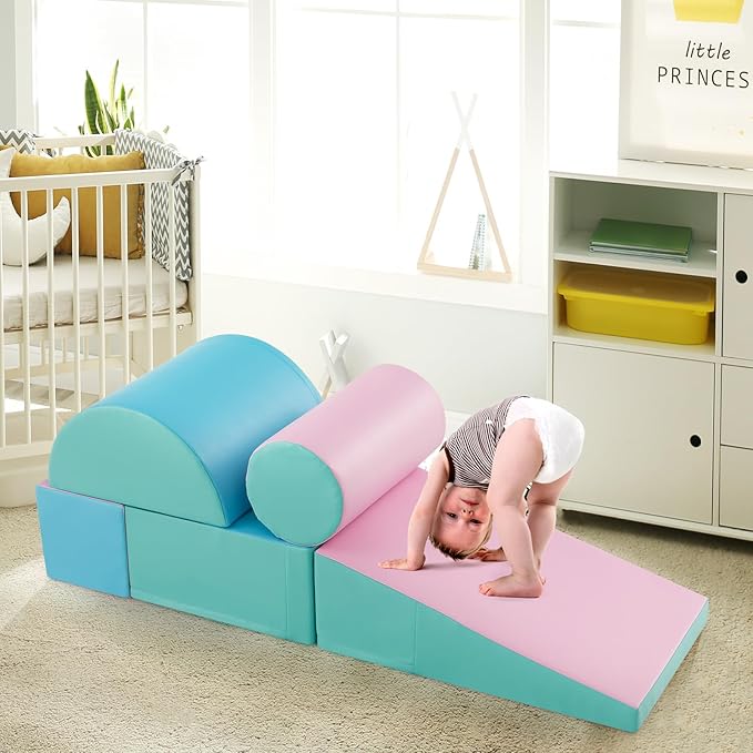 Costzon 5 Pieces Climbing Toys for Toddlers, Soft Foam Block Play Structures Infants Climbers for Child Development, Waterproof Kids Climbing Toys Indoor for Preschool Baby