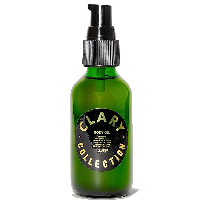 CLARY COLLECTION Body Oil Light Olive Moisturizing Formula for Men, Women & Children, Certified Non-Toxic, Natural, Plant-Based Formula, All Ages & Skin Types - 2 Fl Oz