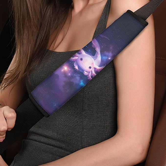 Car Seat Belt Cover Pad,Axolotl Galaxy Soft Comfortable Shoulder Seatbelt Pads Cushions for Adults and Children 2 PCS