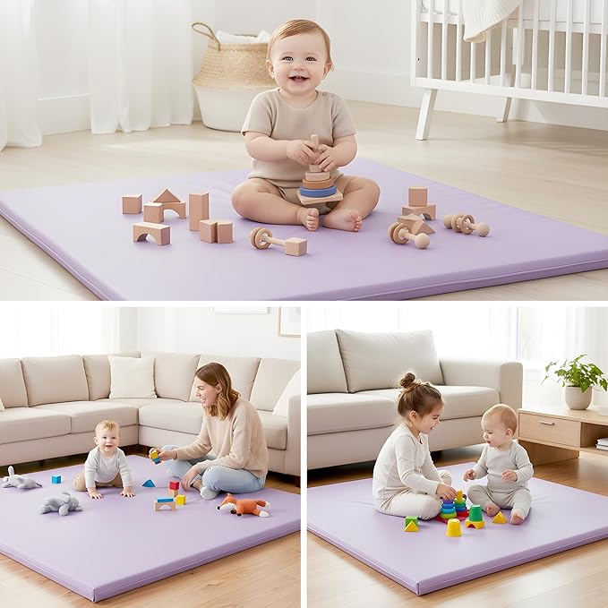 Motherly Haven Play Mat Cover Only – Fits 50x50x1 Rollable Foam Floor Mat for Babies – Waterproof, Easy to Clean Replacement Cover for Tummy Time & Crawling –Purple