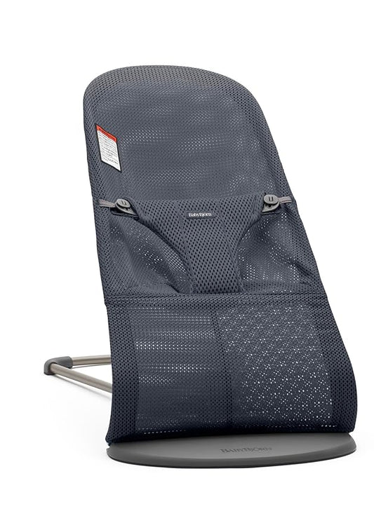 BabyBjörn Bouncer Bliss, Anthracite, Mesh | 2-in-1 Adjustable Baby Bouncer Seat and Toddler Chair, Newborn to Toddler (8-29 lbs), 4 positions, Lightweight & Portable