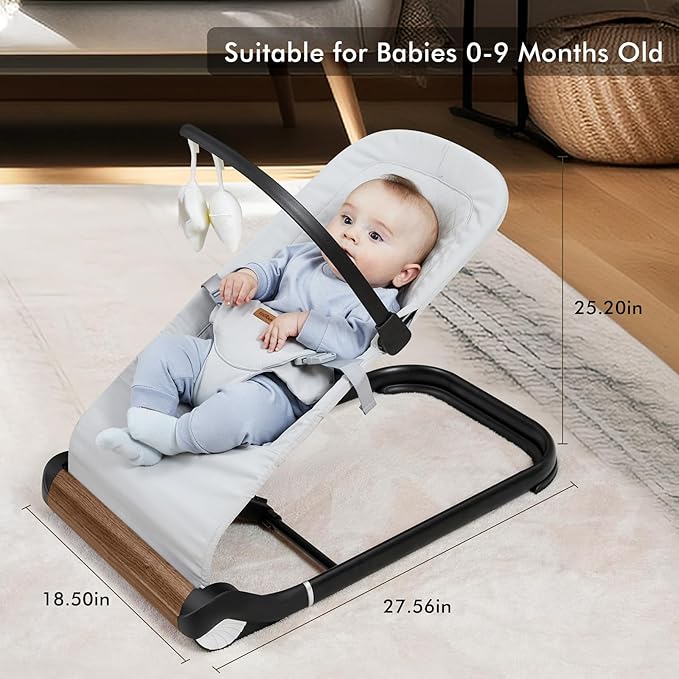 Baby Bouncer Chair - Comfortable Support for Your Little One's Blissful Moments (Normal, Light Grey)