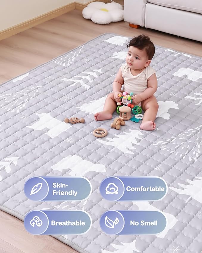WONDAY Thick Baby Floor Playmat for Playpen,50x50 Playpen Mat Non Toxic Car Foldable Kids Crawling Mat for Babies 6-12 Months, Infant Baby Playpen Mat for Toddlers 1-3