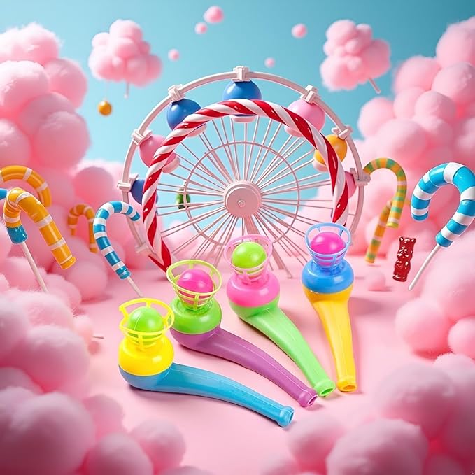 4Pcs Ball Blowing Floating Blow Pipe Balls, Floating Ball for Birthday PartyBalance Game (Random Color)