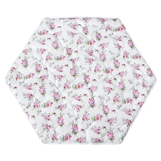 Hexagon Playpen Mat, Floral Print Baby Playmat fits Regalo Portable Play Yard 48 Inch, Six Pannel Playpen Kids Tent Mat Hexagon Rug Mat