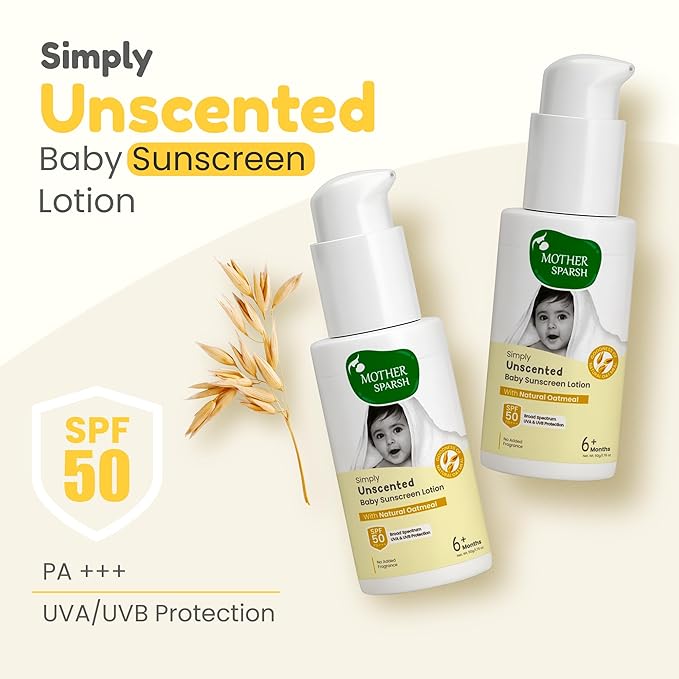 Unscented Mineral Baby Sunscreen SPF 50 - Safe Sun Protection by Mother Sparsh