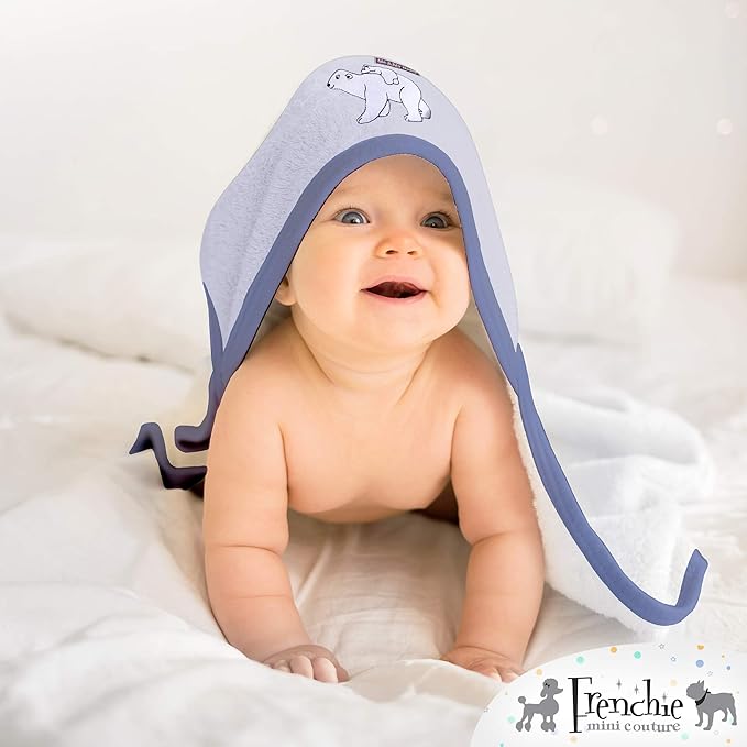 Frenchie Mini Couture, Hooded Bath Towels for Babies, 80% Cotton/20% Polyester, Wild Sea Animal Design Baby Bath Towel Set, Pack of 3