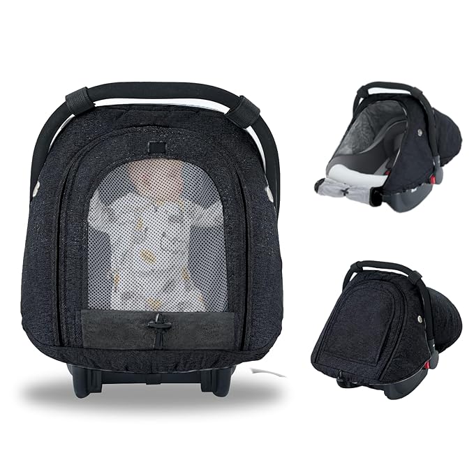 Fairy Baby Winter Car Seat Cover for Baby Carseat with Mesh Window(Black),Infant Warm&Cozy Car seat Covers Baby for Travel, Waterproof CarSeat Cover for Babies.