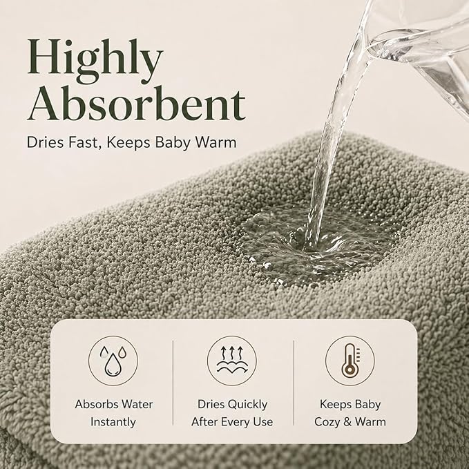 Organic Hooded Towels - Certified Organic Cotton, Long Stable Luxurious Turkish Organic Cotton, Plush Towels for Newborn (Baby Dino, 30×30” — Petite Newborn Fit (0–12 Months))