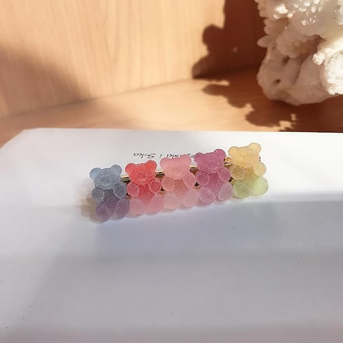 2Pcs Colorful Hair Clips Barrettes Gummy Bear Shaped Mixed Colored Cute Hair Pins Hair Accessories Sugar，Clips and Barrettes