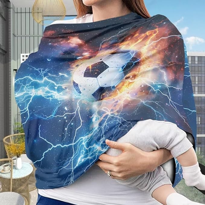Coldinair Lightening Fire Football Baby Car Seat Covers for Boys Multi-use Cover,Baby Carseat Canopy,Nursing Cover for Breastfeeding