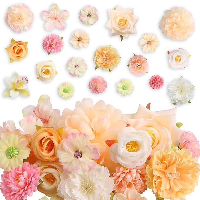 20 Pack Flower Hair Clip Rose Hair Clips Barrettes for Women Flower Accessories Boho Bride Claw Clip Hairpin Brooch Pin Headpiece for Girls Wedding (Champagne)