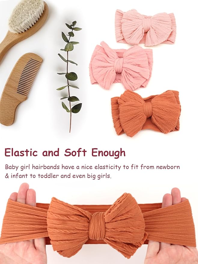 AQOKKA Baby Bows Headbands Nylon Baby Girl Headbands Soft Handmade Hairbands Toddler Hair Accessories for Girls Baby Newborn Infant Kids