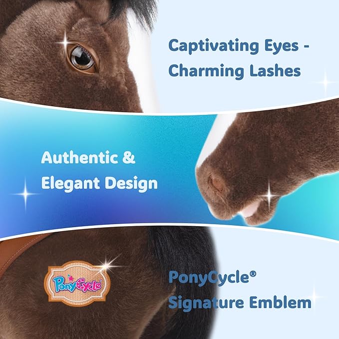 PonyCycle Ride on Horse Riding Horse Advanced Model Y Riding Unicorn Pony Toy for Kids Ages 3–4 (28.7" Height/Size 3) Magical Birthday Gift for Kids with Brake Plush Animal Chocolate Brown Y376