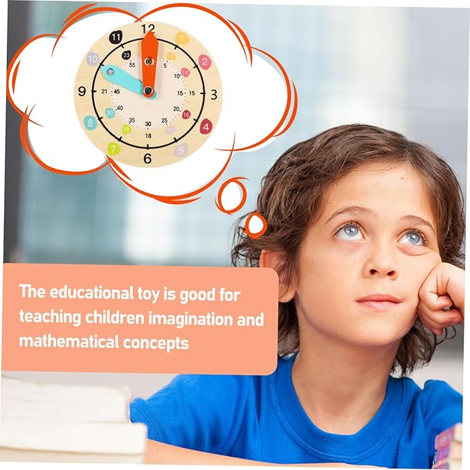 Multifunctional Wooden Clock for Learning and Color Recognition Educational Preschool Teaching Clock Cartoon Style for Intellectual Development and Rule Understanding