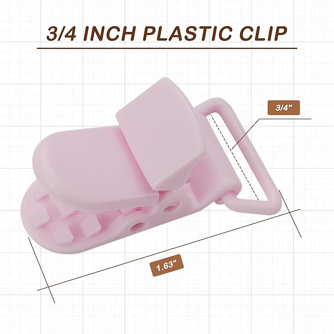 10-Pack Pacifier Clip Replacement Ends - BPA-Free Plastic Fasteners for DIY Baby Crafts, Sewing Bibs & Blankets Straps (3/4 Inch, Pink)