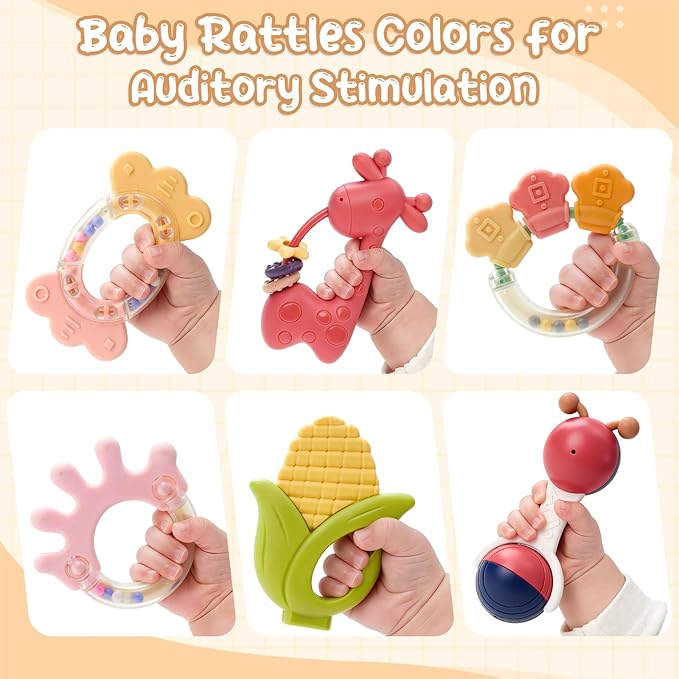 Baby Toys 0-6 Months - Baby Rattles Teething Toys 3-6 Month Infant Toys 6-12 Months Teether Toy Babies Gift Teething Toys