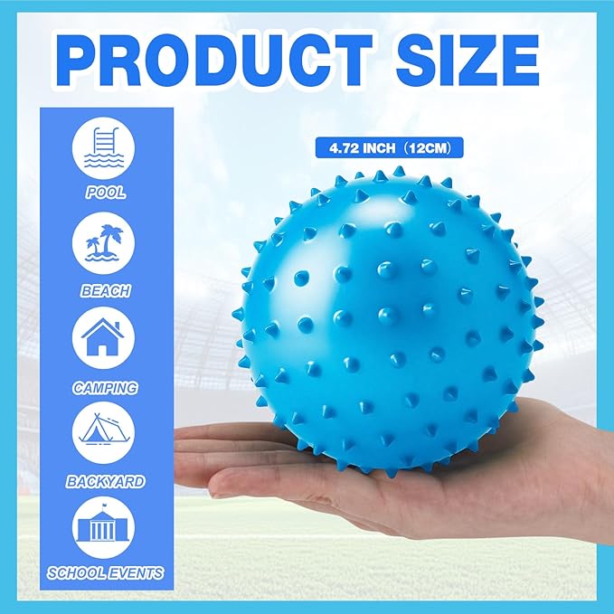 Jerify Knobby Balls Bouncy Spiky Sensory Ball Bulk Soft Inflatable Massage Stress Plastic Toy for School Party Play Indoor Outdoor