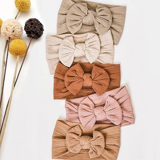 ALinmo 12PCS Baby Nylon Headbands Hairbands Hair Bow Elastics for Baby Girls Newborn Infant Toddlers Kids
