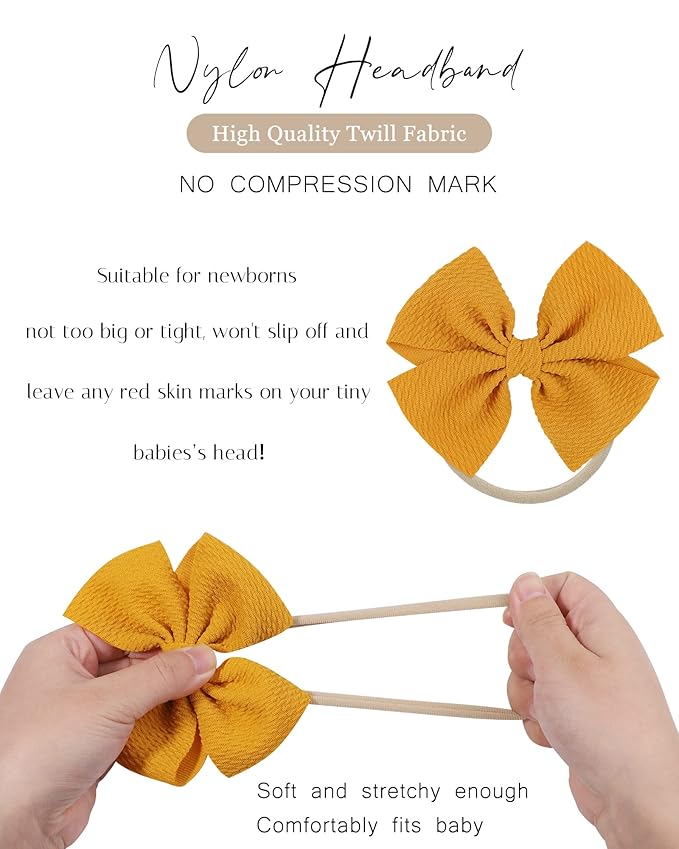 jollybows 30pcs Baby Girls Hair Bows Headband Nylon Hair Band Elastic Hair Accessories for Kids Infants Toddlers