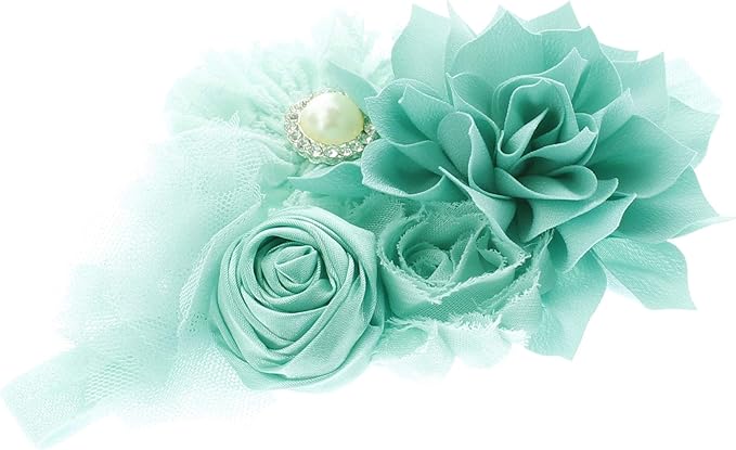 My Lello Shabby Fabric Flower Cluster Headbands Baby - Girls - Toddler Stretchy Elastic