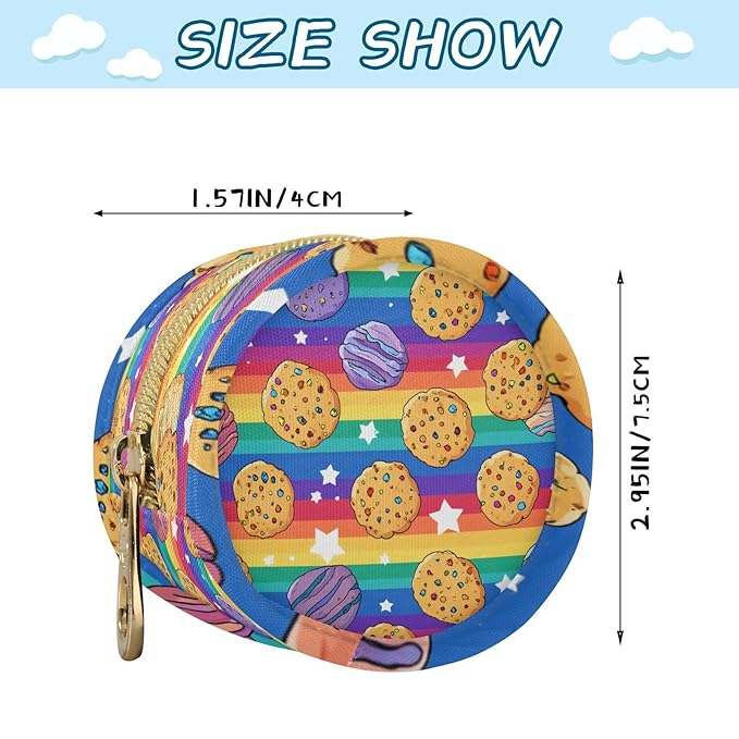 Pacifier Holder with Clip Pacifier Case for Diaper Bag Round Baby Pacifier Pouch Box Bag Portable Rainbow Stripes Cookies Stars