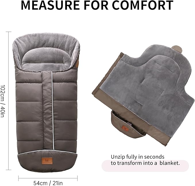 Miracle Baby Bunting Bag for Stroller, Warm Fleece Footmuff with Zippers, Convertible Infant Toddler Sleeping Bag Blanket for Boys Girls