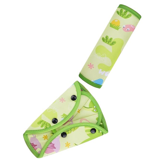 COOLBEBE Kids Seat Straps Cover Pad, Child Shoulder & Belly Comfort Cushion Set, Universal Seat Strap Cover for Booster, Strollers, High Chairs, Green