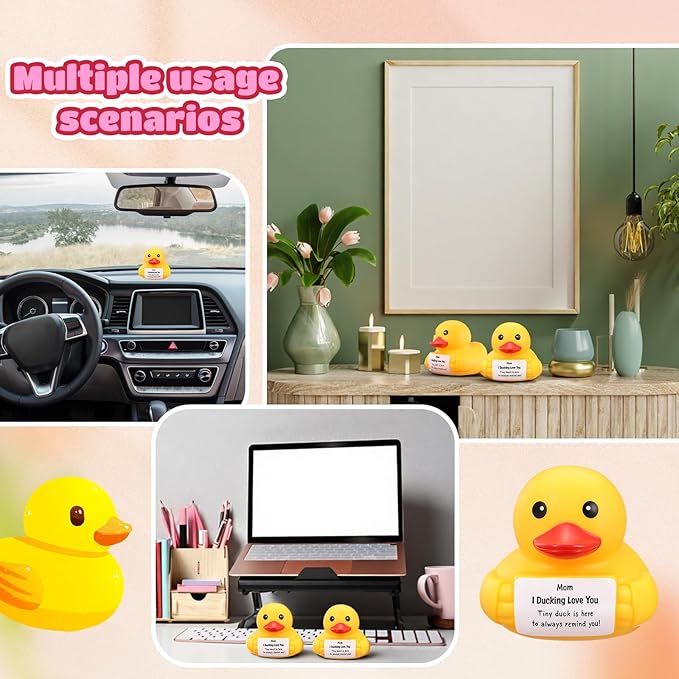 Civaner 7 Inch Emotional Giant Rubber Duck Big Jumbo Positive Yellow Duck Inspirational Gift Large Duckling Toy with Squeaky Sound for Men Coworker Colleges Graduation(Moms Gifts)