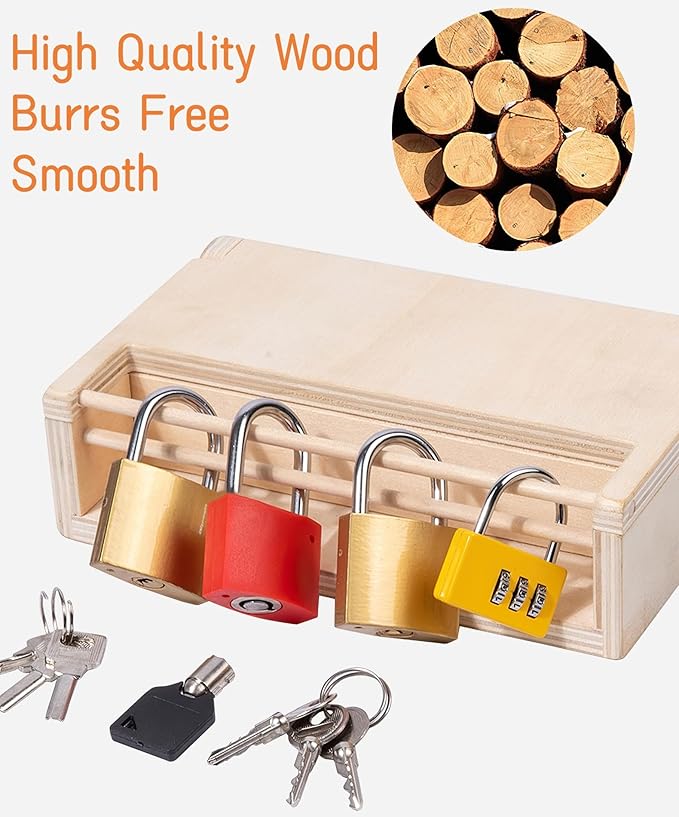Montessori Lock and Key Toy Set for Kids, Educational Locks and Keys Toy, Montessori Materials Homeschool Preschool Educationl Toys for 3+ Year Old Toddlers (6 Pack Locks), LOCKS KEYS 01