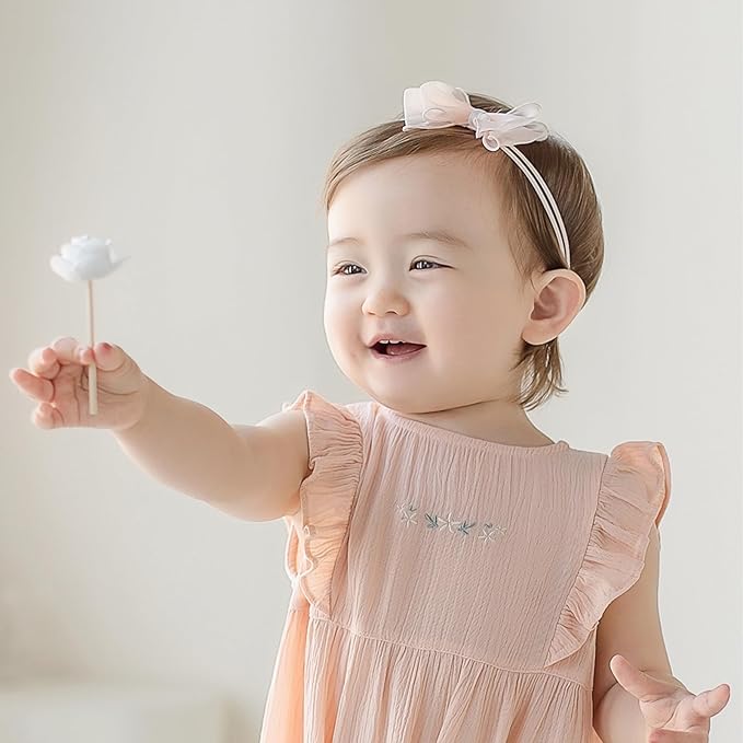 Baby Girls Cute Lace Bow Headband Soft Cotton Elastic Hair Accessories for Toddlers Newborns Ideal for Birthdays Baby Shower Photoshoots Special Occasions