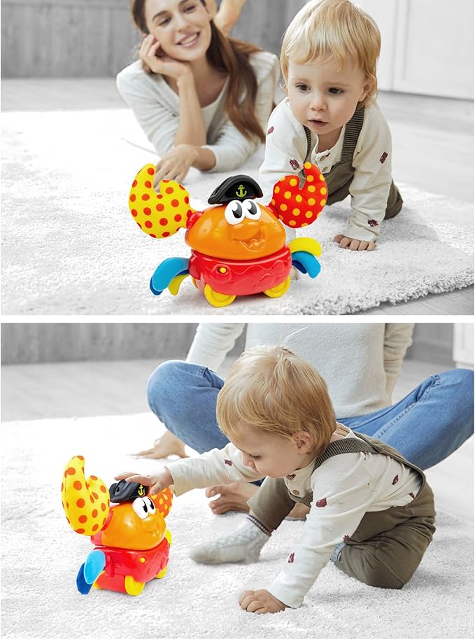 Winfun: Shakin 'N Wobble Crab - Lights & Sounds Motion Toy, Button Activated Sideways Crab Walk, Flashing Lights, Sensory Toy, Baby Toddler Ages 9mo+