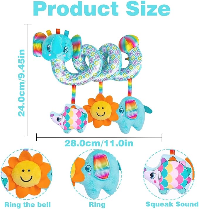 Multi-Use Baby Spiral Activity Toy – Spiral carseat Toy for Car Seat, Stroller,Play Gym, Keeps Baby Quiet, Easy Travel Solution