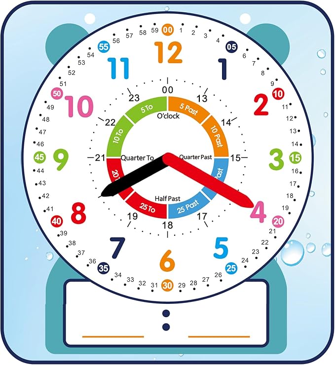 ANCOMEDO Large 12" Magnetic Writable Dry Erase Teaching Clock,Teaching Demonstration Clock for Kids Learning Time with Cute Style for Home School Classroom Supplies(12" x 11")