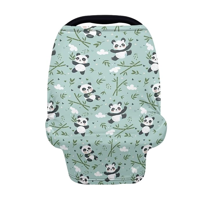 Biyejit Panda Leaves Nursing Cover Breastfeeding Scarf - Baby Car Seat Covers, Infant Stroller Cover, Carseat Canopy for Girls and Boys