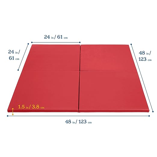 ECR4Kids SoftZone Play Patch Activity Mat Squares, Modular Playmat, Red, 4-Pack