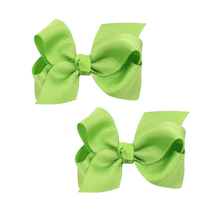 Baby Girl's 2Pcs Cute 3 Inch Pure Color Bow-knot Hair Clip for Photography Travel Daily Life (Green)