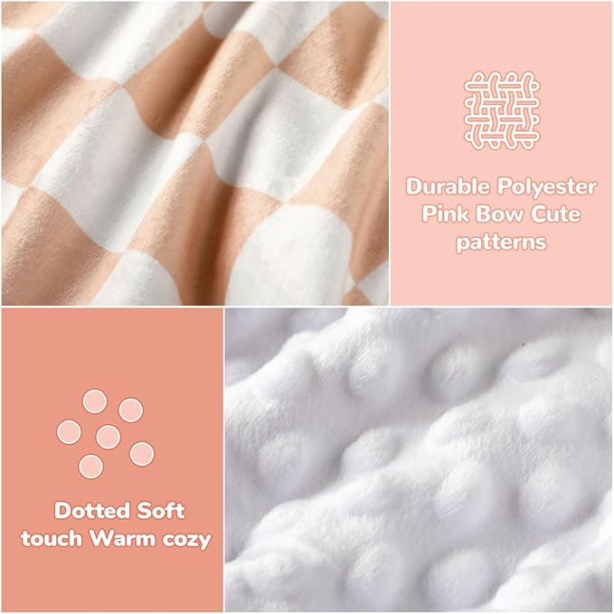 AceOrbit Khaki Checkered Car Seat Cover Baby Boy Girl, Minky Warm Winter Carseat Covers with Opening Soft for Newborn Infant Boys Winter Stroller, Nursing Cover Canopy Gift