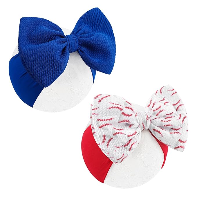 Baseball Bows for Girls Infant Headbands Charm Big Bows for Baby Sport Game Bow Soccer Hair Bow Baby Girl Headbands with Bows Infant Football Gifts Red Blue