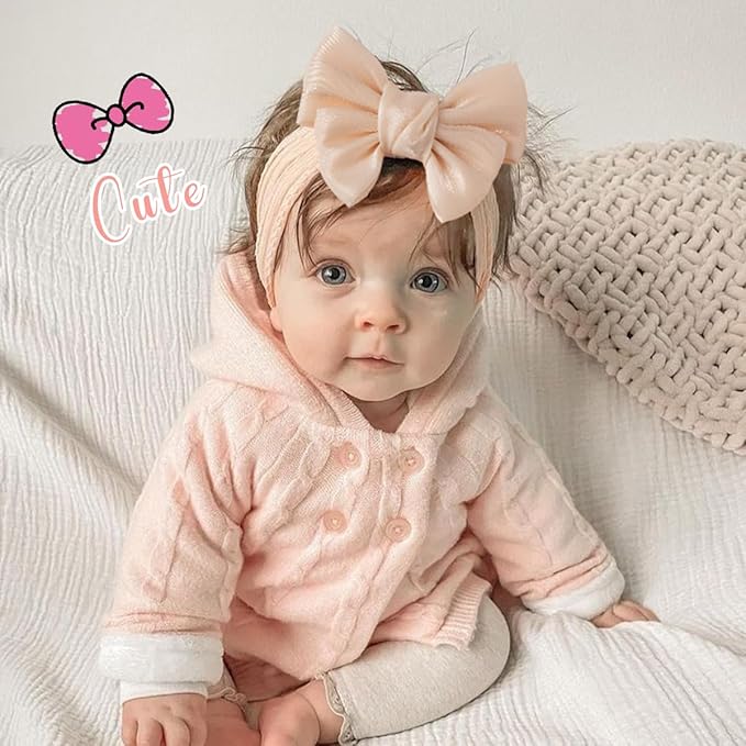 Ulico 2 Pack Cute Custom Baby Girls Headband,Personalized Girls Headband with Name,Girls Embroidered Headbands,Newborn Headbands with Bow
