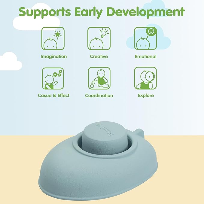 PlanToys® Pastel Blue Rubber Convertible Boat Montessori Water and Bath Play Toy | Cause & Effect, Imagination and Exploration Activity | Eco Friendly Floating Bath Toy